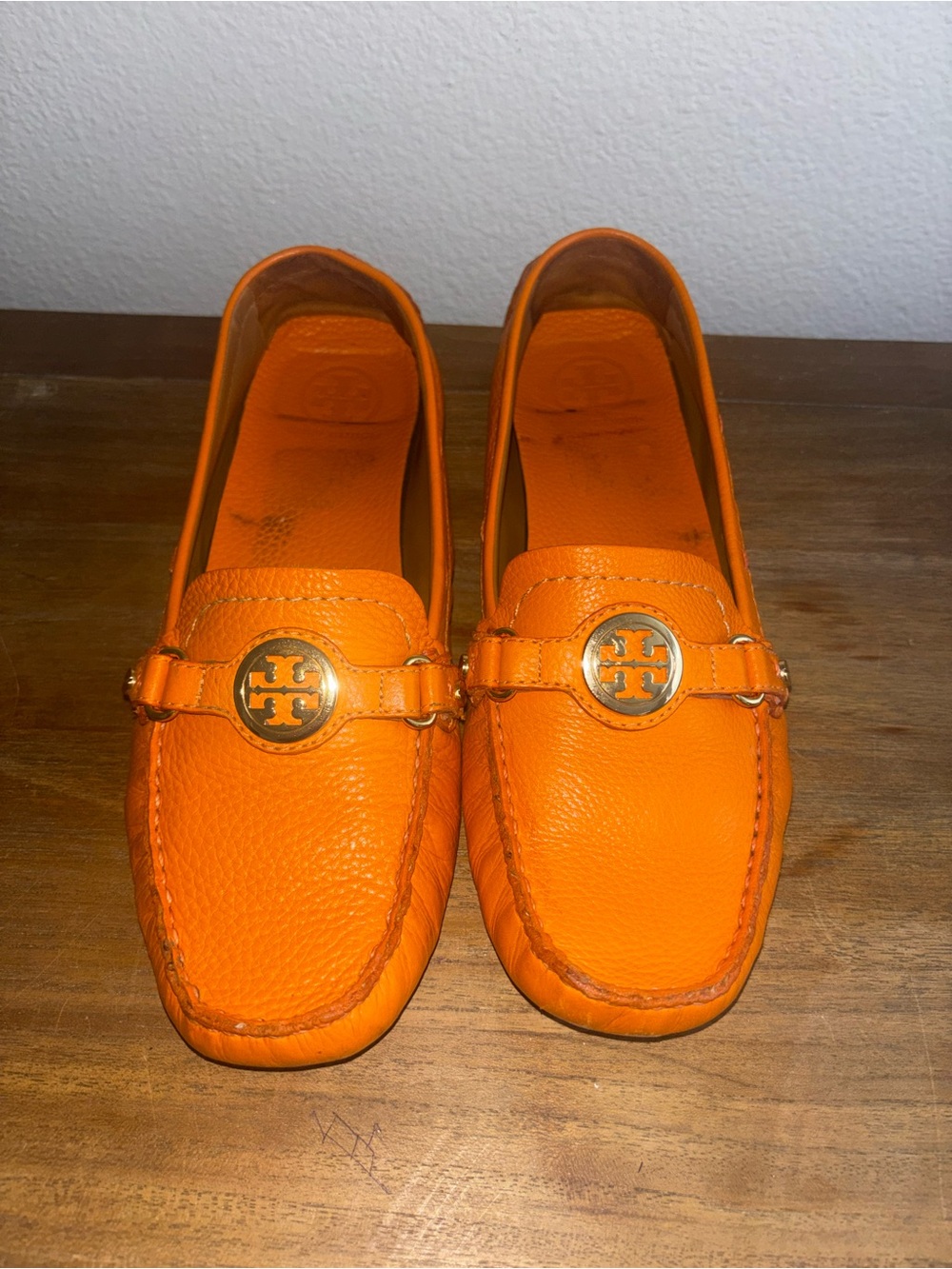 Tory Burch TORY BURCH Harrison Leather Moccasins Driving Shoes Loafers Orange 10